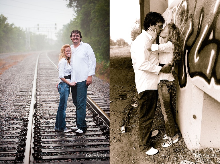 Diptych of engagement photos
