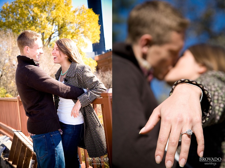 Playfully showing off engagement ring