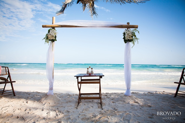 Wedding arch on beach in Mexico