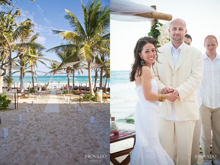 wedding aisle on beach in mexico