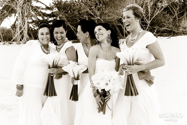 bridesmaids pose playfully
