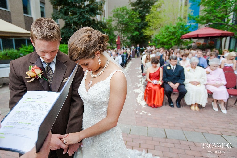 a quiet moment during the wedding ceremony