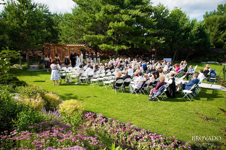 wedding ceremony site beginning to fill up with guests