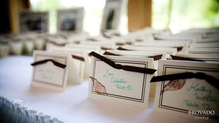 detail of handwritten placecards