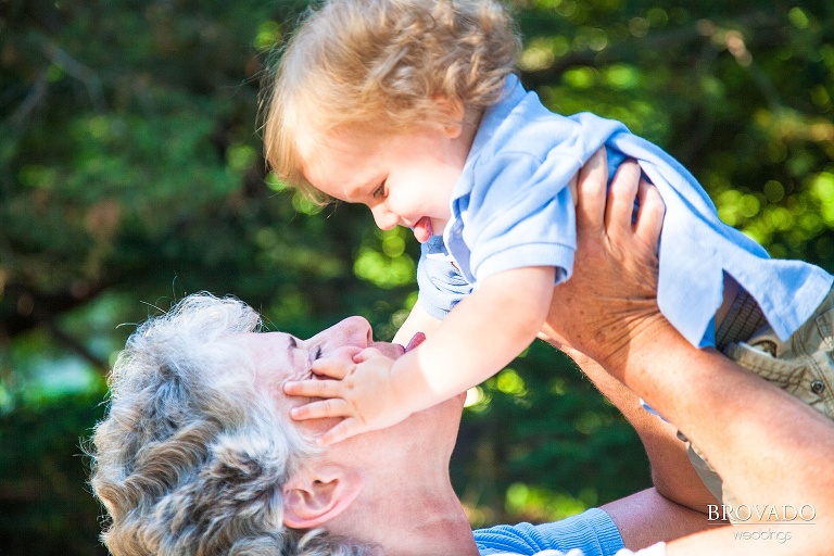grandmother plays with her grandson