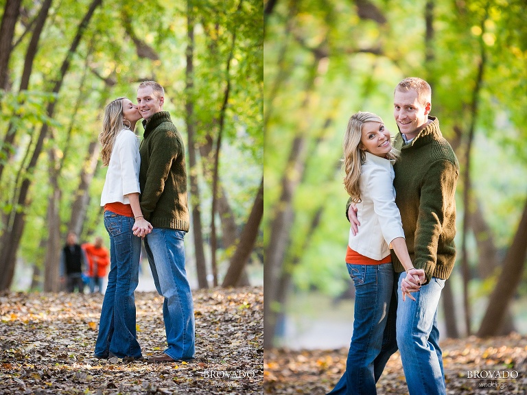 diptych of fall engagement at minnehaha