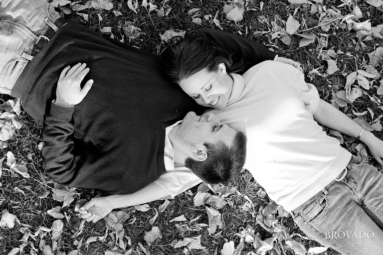 aerial black and white engagement shot