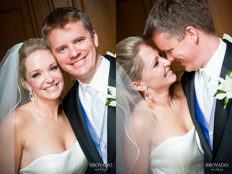 bride and groom smile for the camera