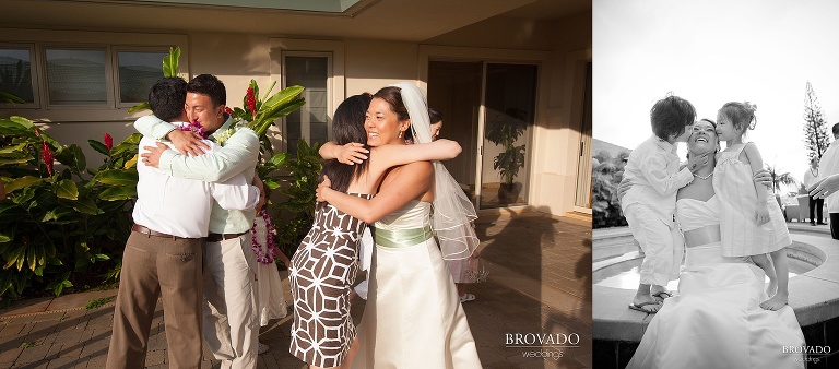 bride and groom celebrate after ceremony