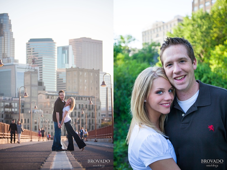 stone arch bridge engagement photography in Minneapolis