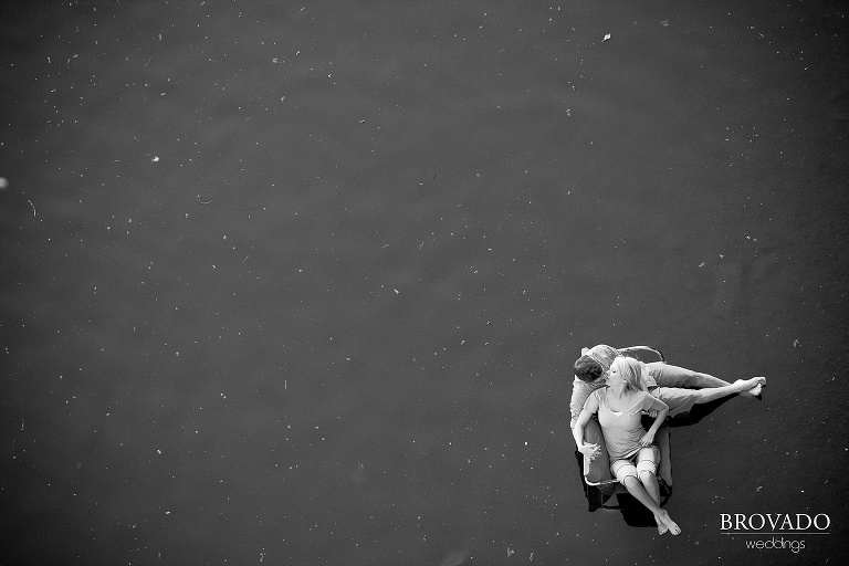 aerial engagement photography at mississppi river