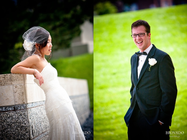 individual photographs of the bride and groom