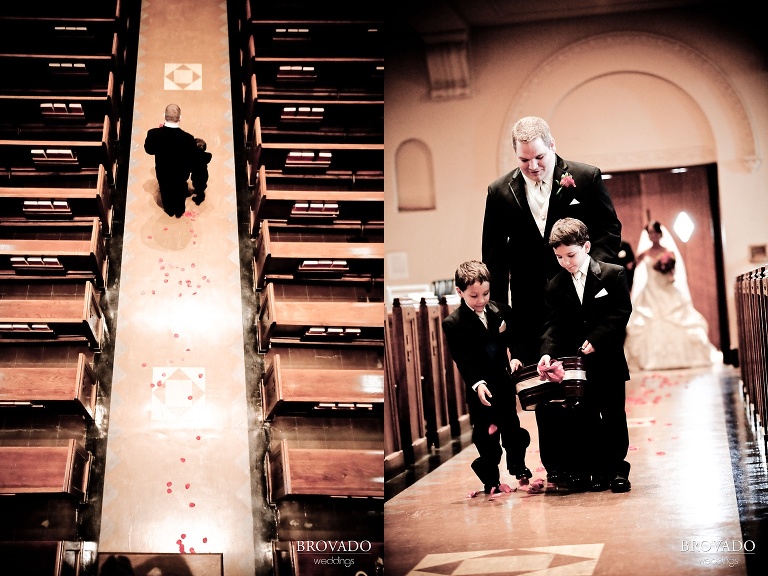 ring bearers walking down the aisle