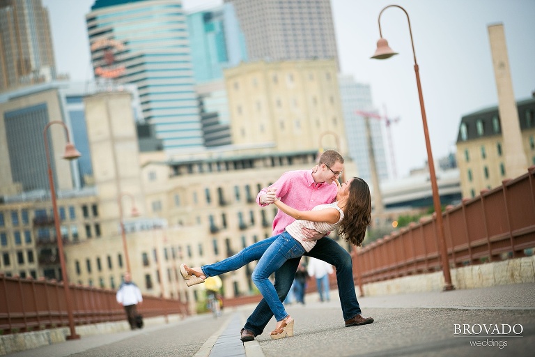 Jessie and Rob's Stone Arch Bridge Engagement Photos by Brovado Weddings