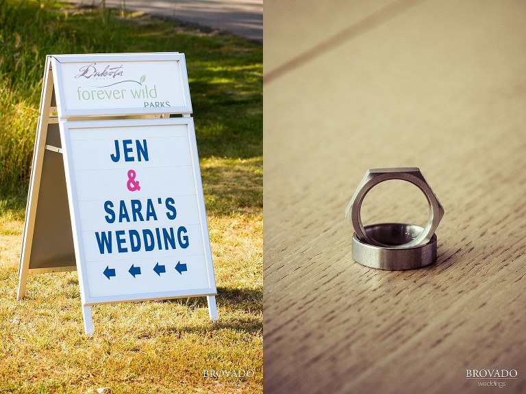 Gay wedding photography at the Schaars Bluff Gathering Center in Hastings, MN