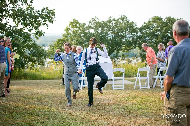 Gay wedding photography at the Schaars Bluff Gathering Center in Hastings, MN
