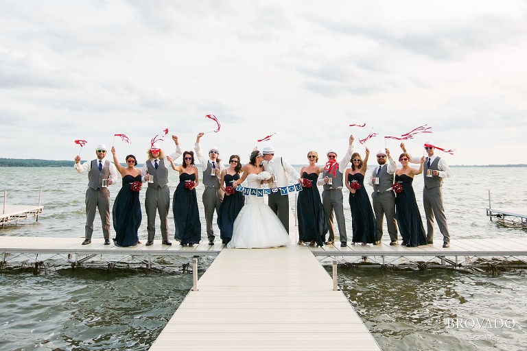 Nautical Wedding Theme  Photography at Lakeside in Glenwood MN wedding party on dock