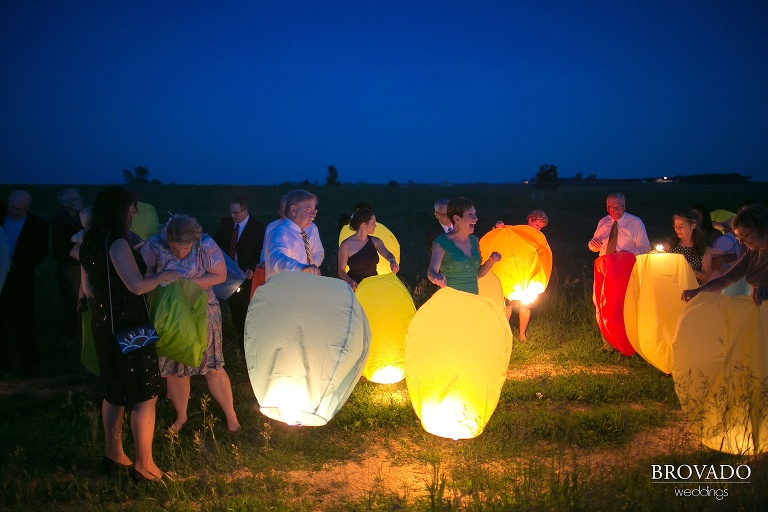 Pipestone MN Wedding Photography at Fountain Prairie Farm paper lantern lighting