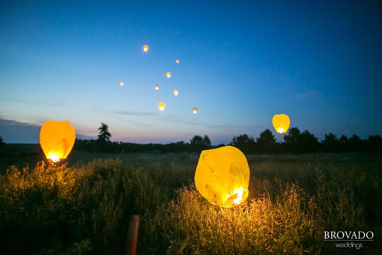 Pipestone MN Wedding Photography at Fountain Prairie Farm paper lantern lighting