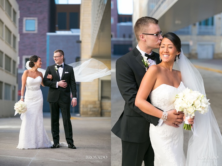 Downtown Minneapolis Wedding Photography at Le Meridien Hotel bride and groom