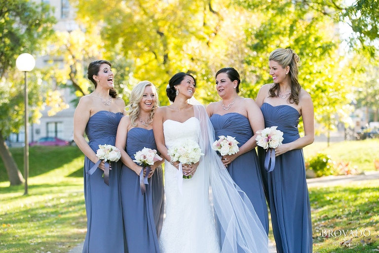 Downtown Minneapolis Wedding Photography at Le Meridien Hotel wedding party