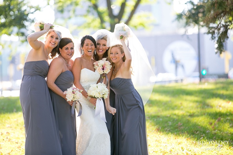 Downtown Minneapolis Wedding Photography at Le Meridien Hotel bridal party