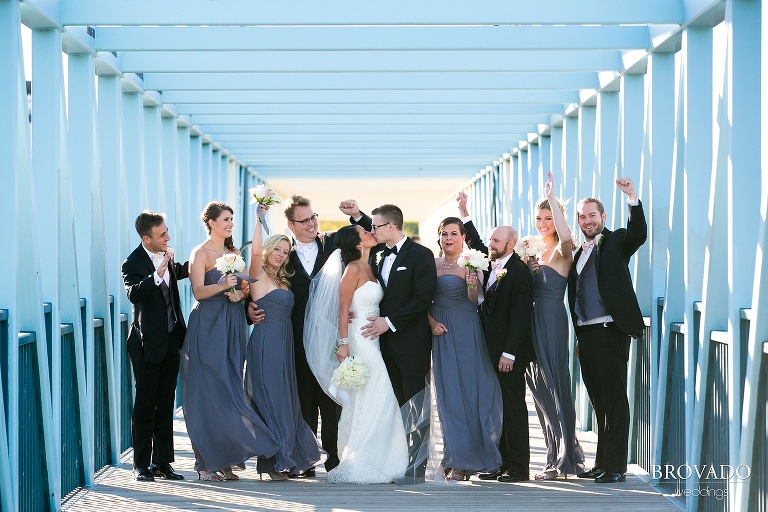 Downtown Minneapolis Wedding Photography at Le Meridien Hotel wedding party sculpture garden