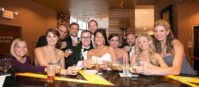 Downtown Minneapolis Wedding Photography at Le Meridien Hotel wedding party