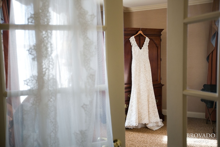 White Bear Lake Christmas Wedding Photography by Brovado Weddings dress detail