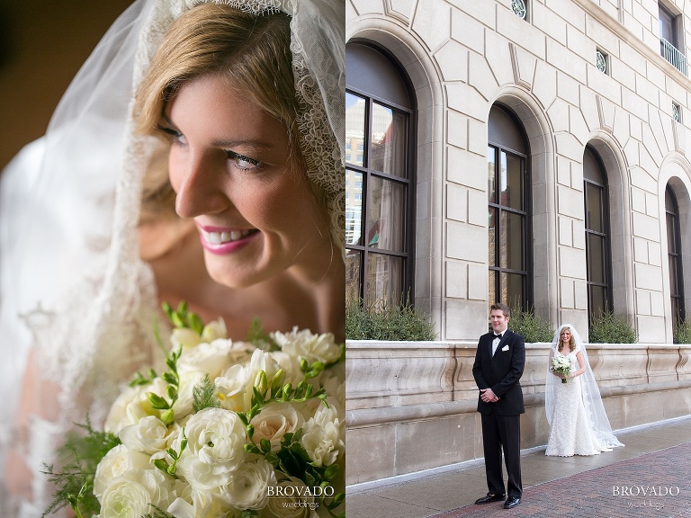 White Bear Lake Christmas Wedding Photography by Brovado Weddings first look