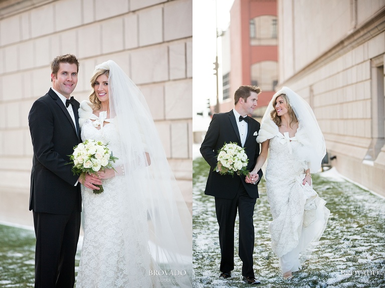 White Bear Lake Christmas Wedding Photography by Brovado Weddings bride and groom