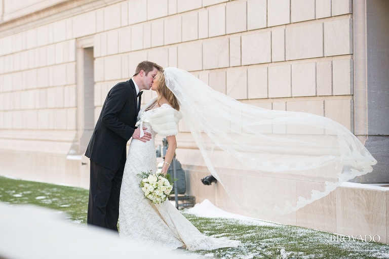 White Bear Lake Christmas Wedding Photography by Brovado Weddings bride and groom