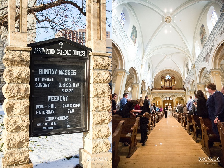 White Bear Lake Christmas Wedding Photography by Brovado Weddings church