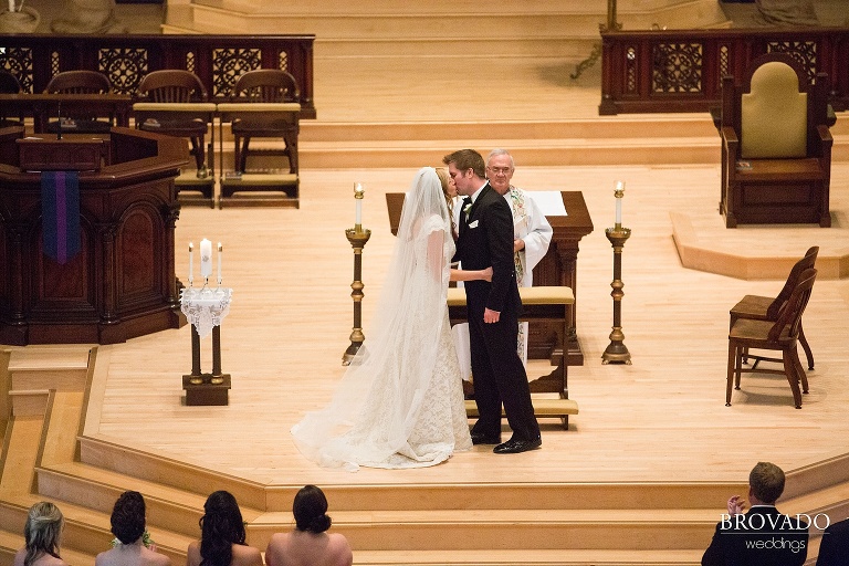 White Bear Lake Christmas Wedding Photography by Brovado Weddings kiss