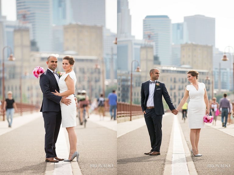 Minneapolis Courthouse wedding with photos at the Stone Arch Bridge and Lake Calhoun by Brovado Weddings