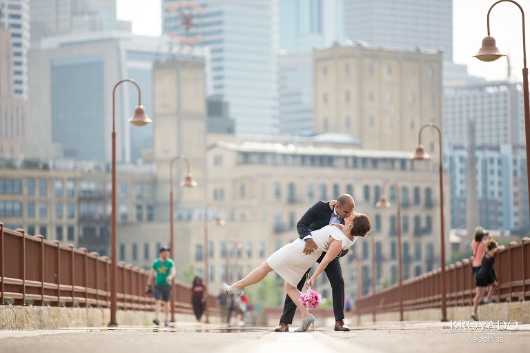 Minneapolis Courthouse wedding with photos at the Stone Arch Bridge and Lake Calhoun by Brovado Weddings