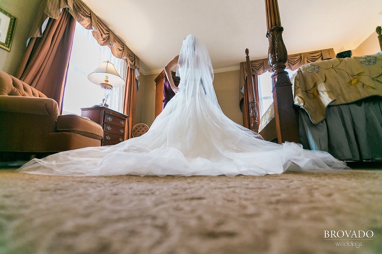 Wedding dress billowing out