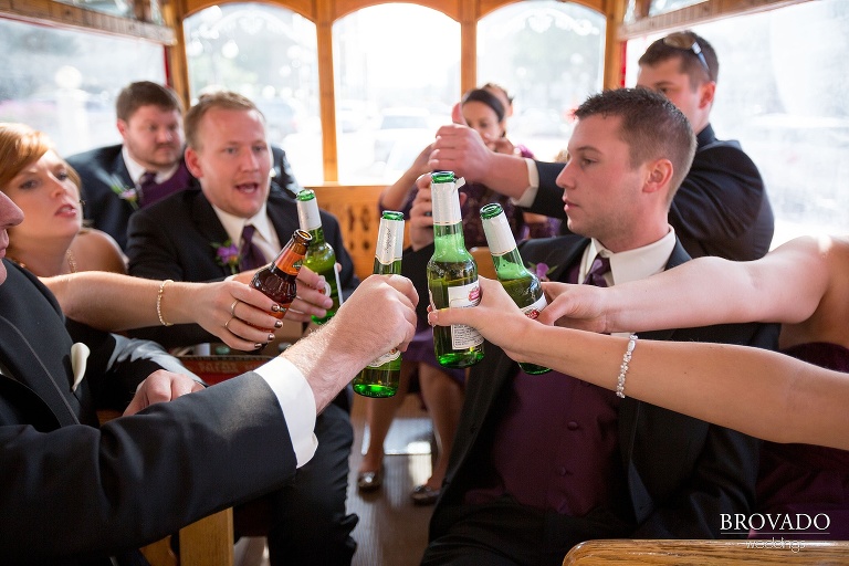Trolley as a wedding party bus