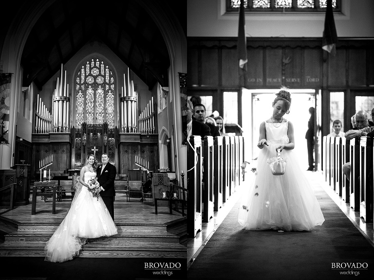 Flower girl walks down the aisle