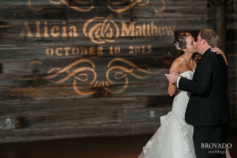 Bride and groom share their first dance 