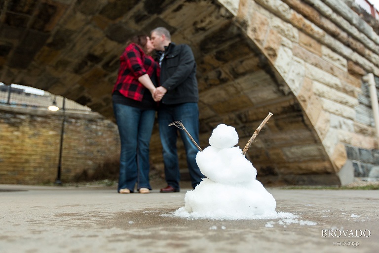 Mini snowman for engagement shoot