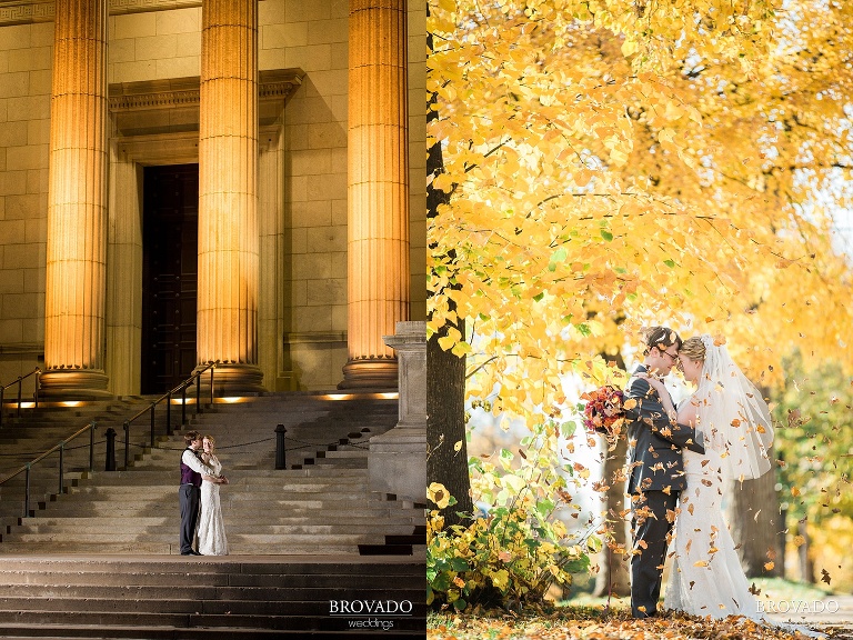 Small, Intimate, autumm themed wedding at the historic gale mansion located in Minneapolis, MN with lots of orange and pink details