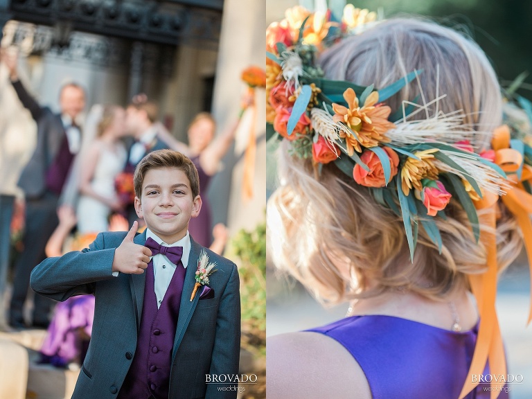 Small, Intimate, autumm themed wedding at the historic gale mansion located in Minneapolis, MN with lots of orange and pink details