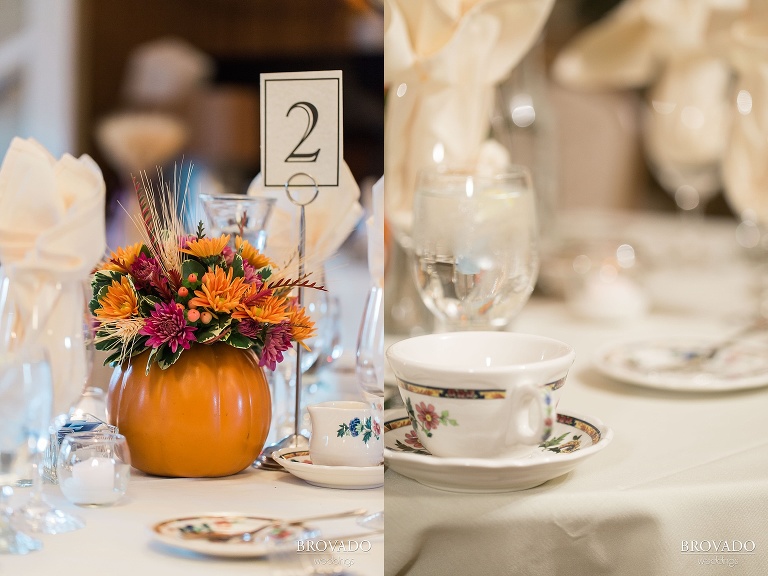 Small, Intimate, autumm themed wedding at the historic gale mansion located in Minneapolis, MN with lots of orange and pink details