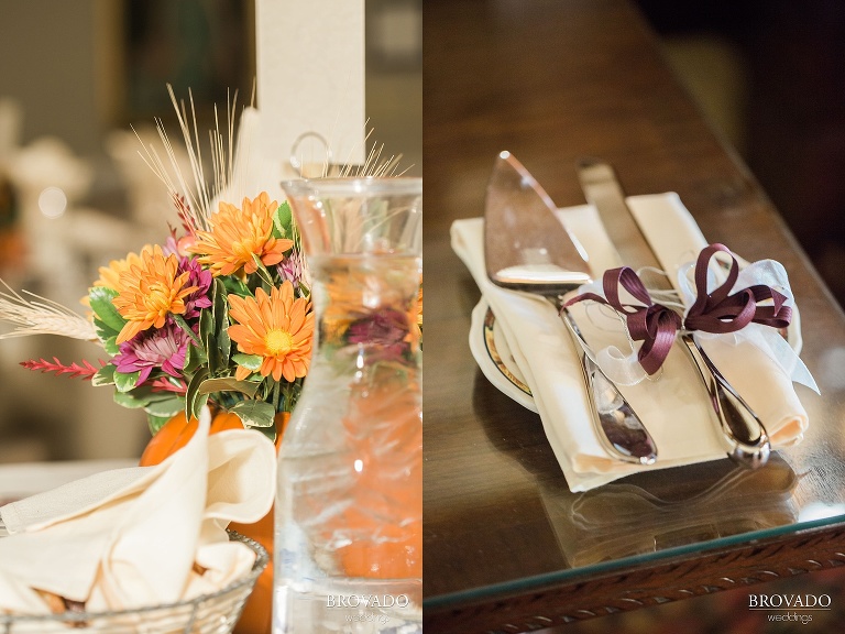 Small, Intimate, autumm themed wedding at the historic gale mansion located in Minneapolis, MN with lots of orange and pink details