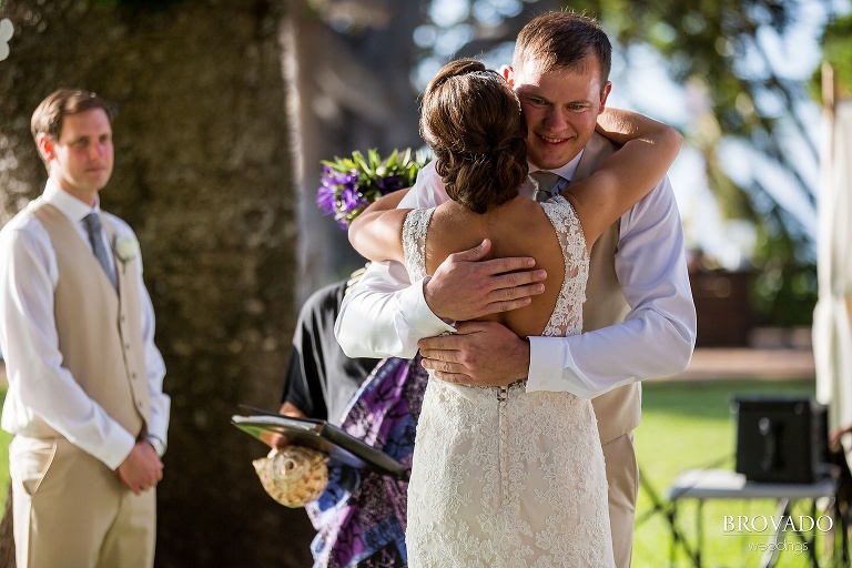 Dreamy Hawaii wedding shot on the shores of Maui by Preston Palmer from Brovado Weddings