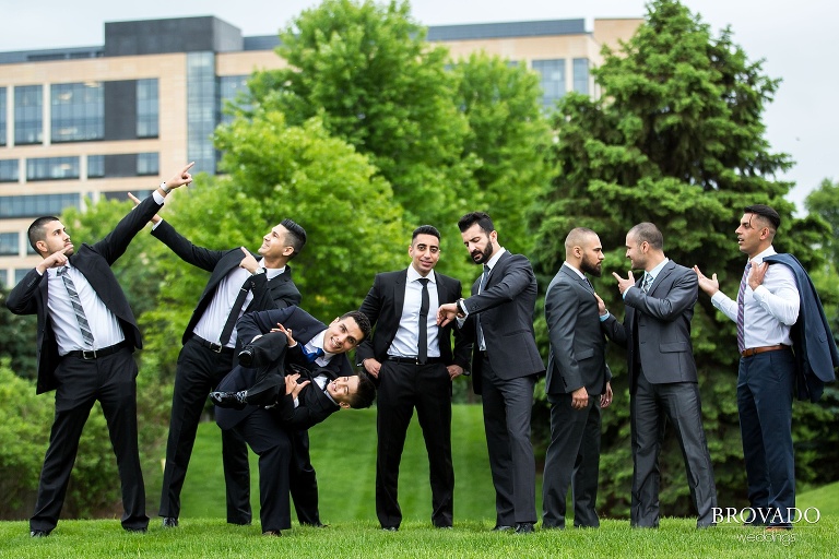 Goofy photo of groomsmen on their wedding day