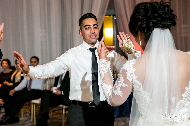 Bride and groom dancing at their wedding reception