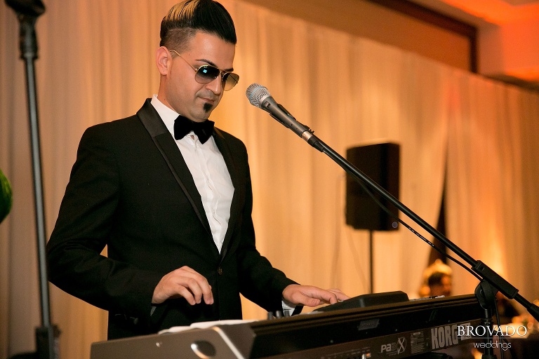 Keyboard player in wedding reception band