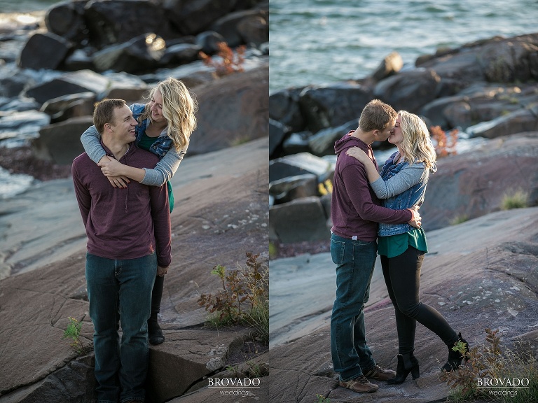 Duluth engagement photos, lake superior engagement shoot, engagement photos on the lake